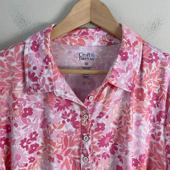 NEW Croft & Barrow Womens Plus XXL Pink Floral Lightweight Wrinkle Resistant Top - Picture 7 of 9